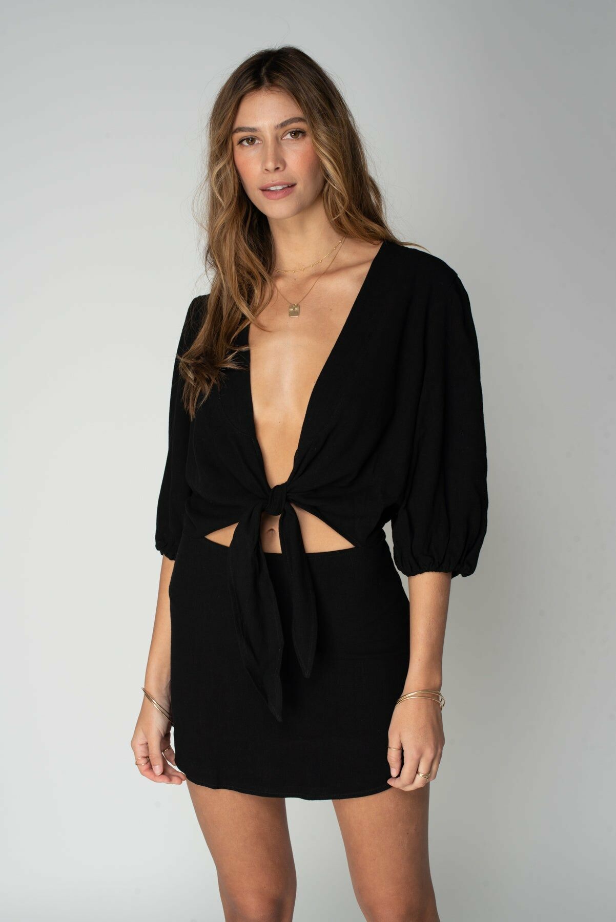 Not Alone Mini Dress 棉麻綁帶洋裝