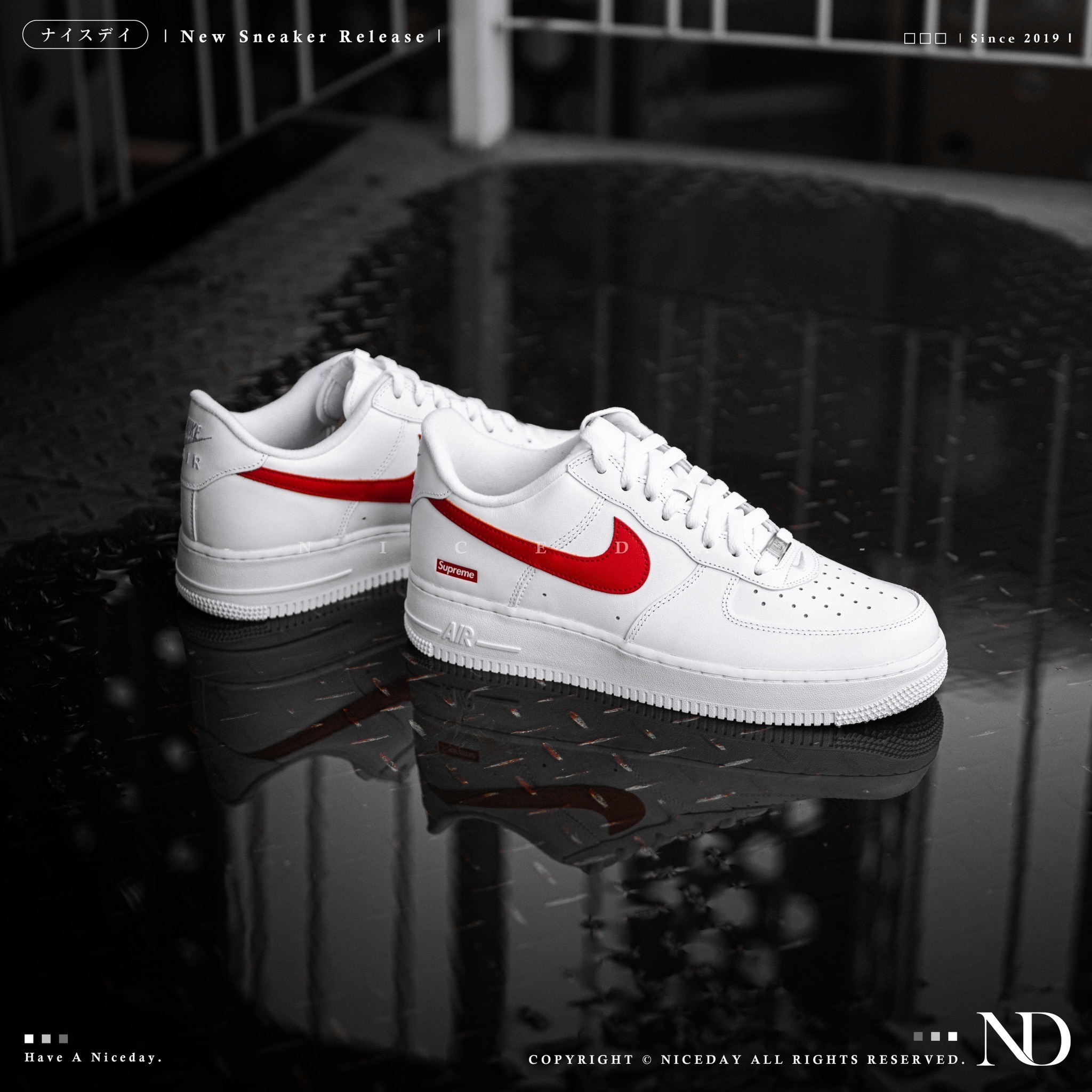 NICEDAY 代購 Supreme x Nike Air Force 1 聯名款 BOX LOGO 經典紅 大學紅 紅色 男款