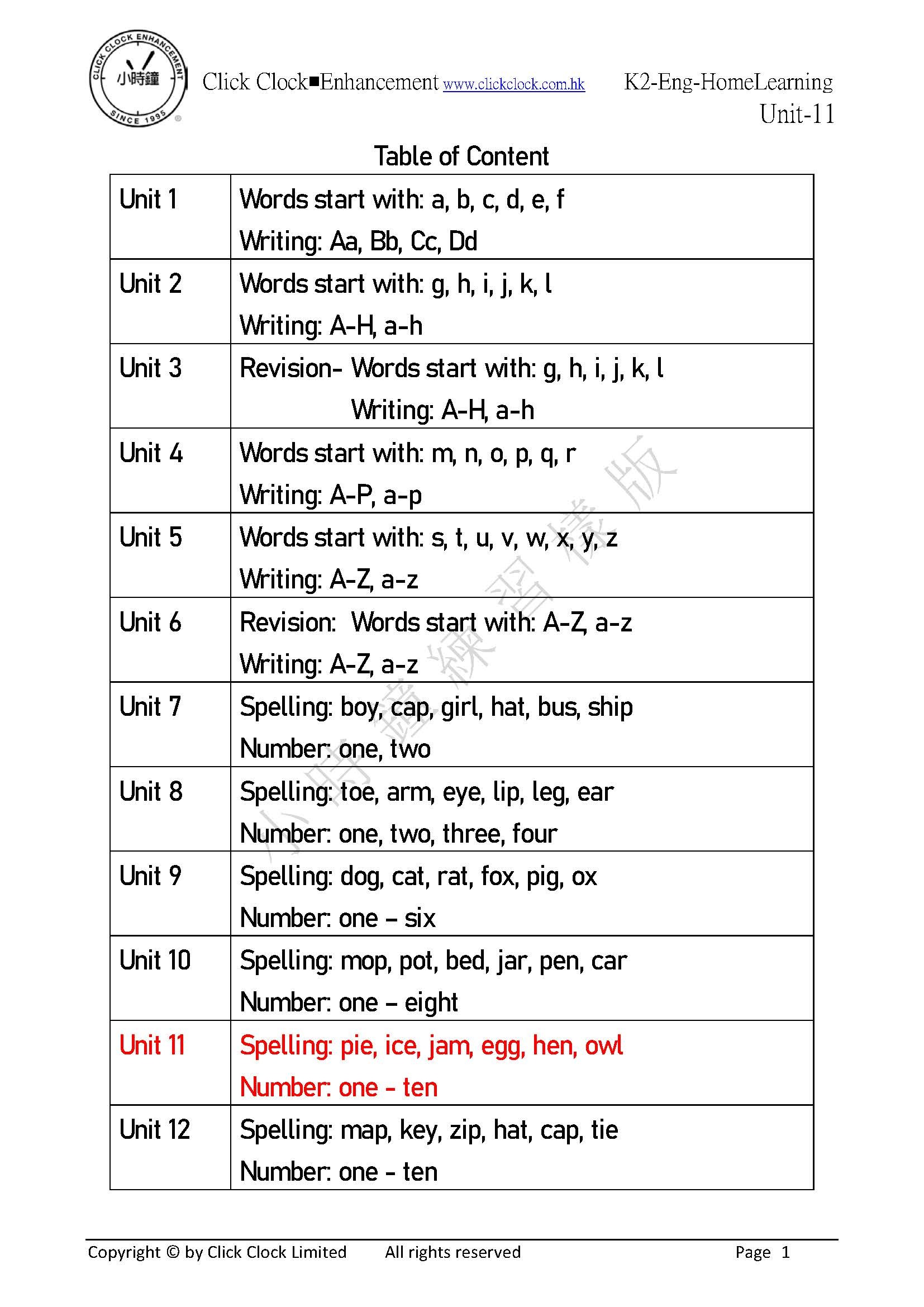 (K2E)  自家教室 英文 K2 第十一單元
