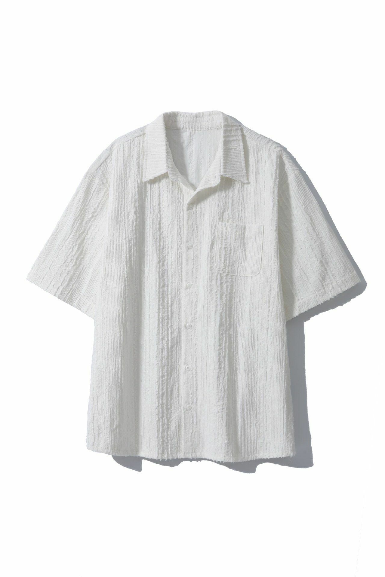 淨色暗直紋短袖恤衫 DOT-067S