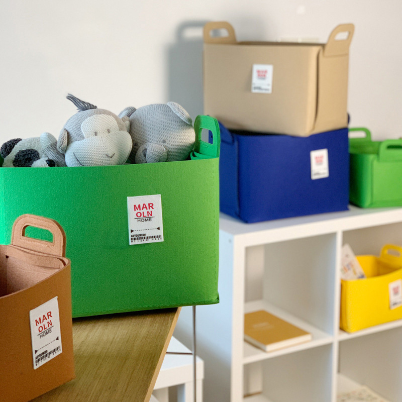 《4285》Ins糖果色系可摺叠毛氈收納籃