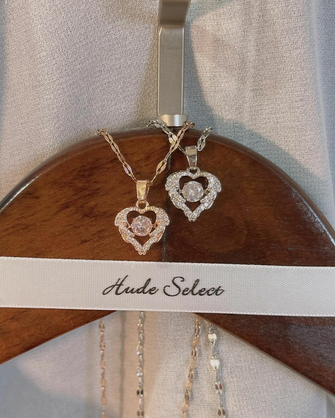 愛心項鍊, 項鍊, 鈦鋼, 醫療鋼, 天使翅膀, 水波鍊, 單鑽, 靈動項鍊