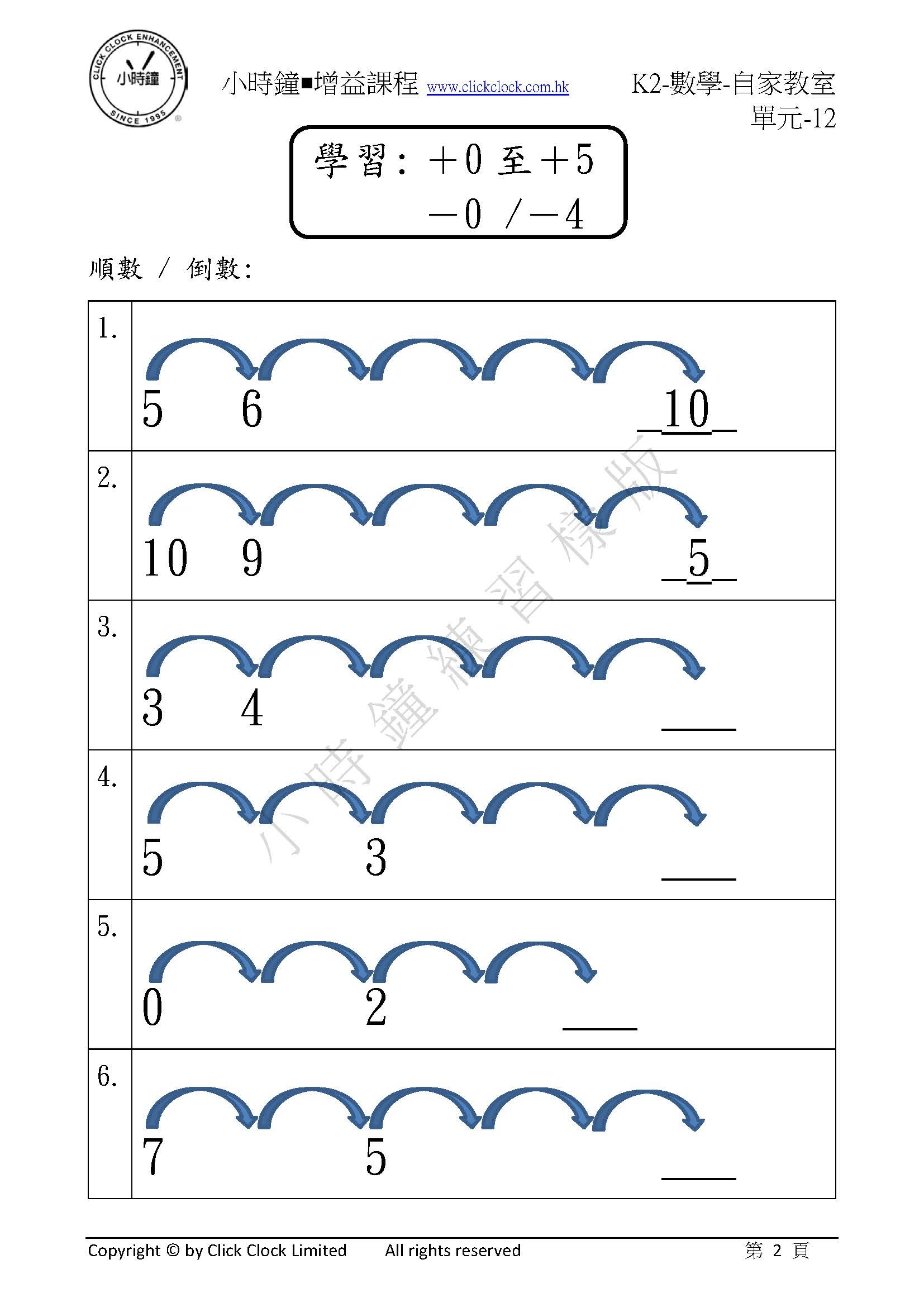 (K2M)  自家教室 數學 K2 第十二單元