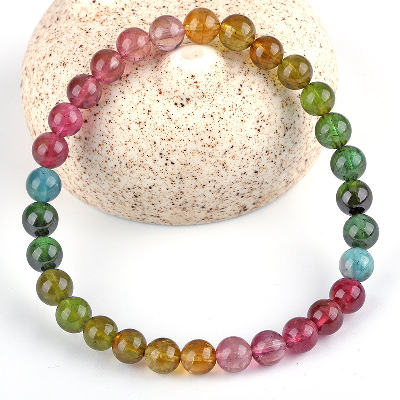 【藏寶】巴西產天然彩虹色糖果碧璽(珍藏等級)水晶手鍊/水晶手串