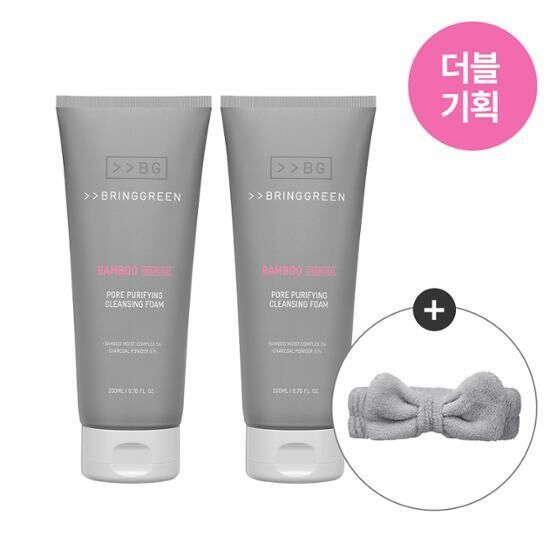 《Olive young連線》BRINGGREEN Bamboo Charcoal Pore Purifying Cleansing Foam 200ml Double Pack (+Cleansing Band)
