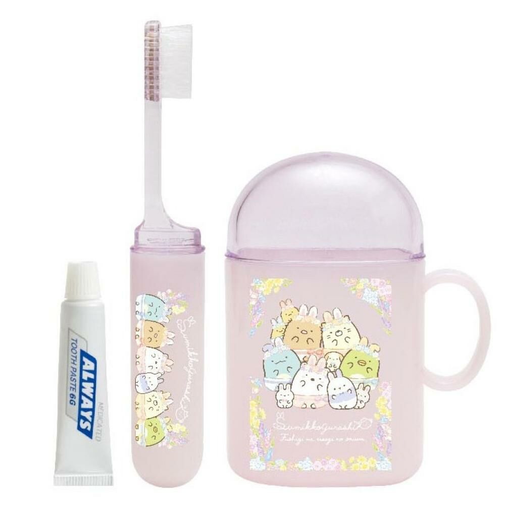 [生活用品] 角落小夥伴 牙刷&牙膏&漱口杯組(紫色) 日本製