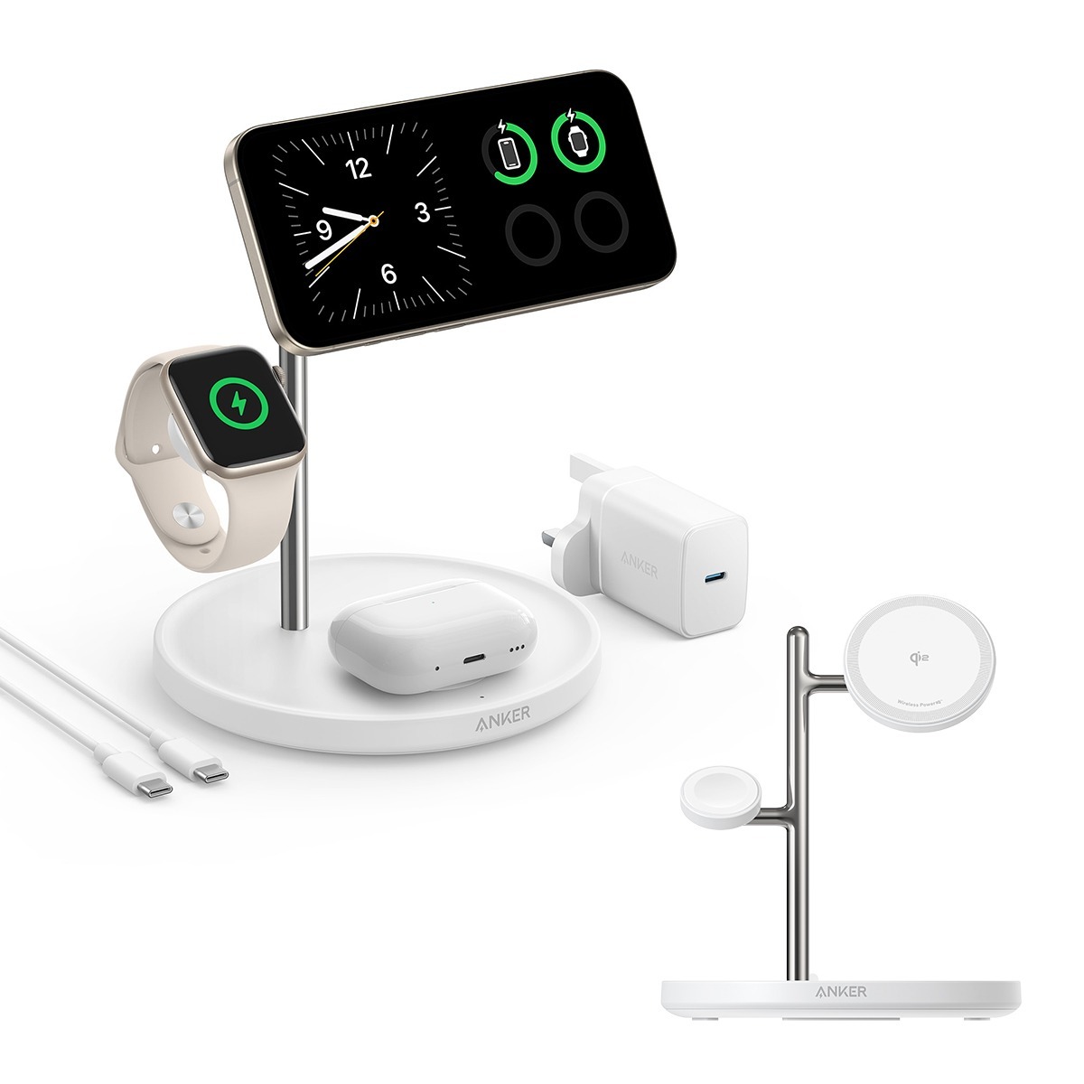 Anker MagGo Wireless Charging Station (15W, Foldable 3-in-1) (B25M3)