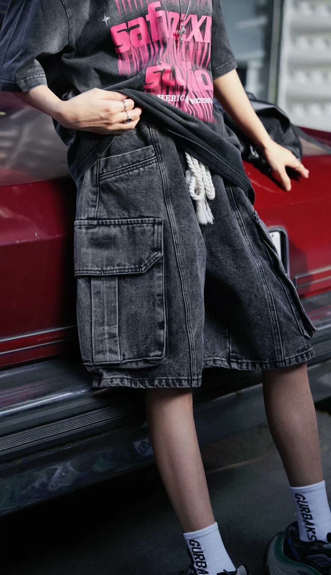 (GOAL) 麻繩牛仔寬短褲 BOA632