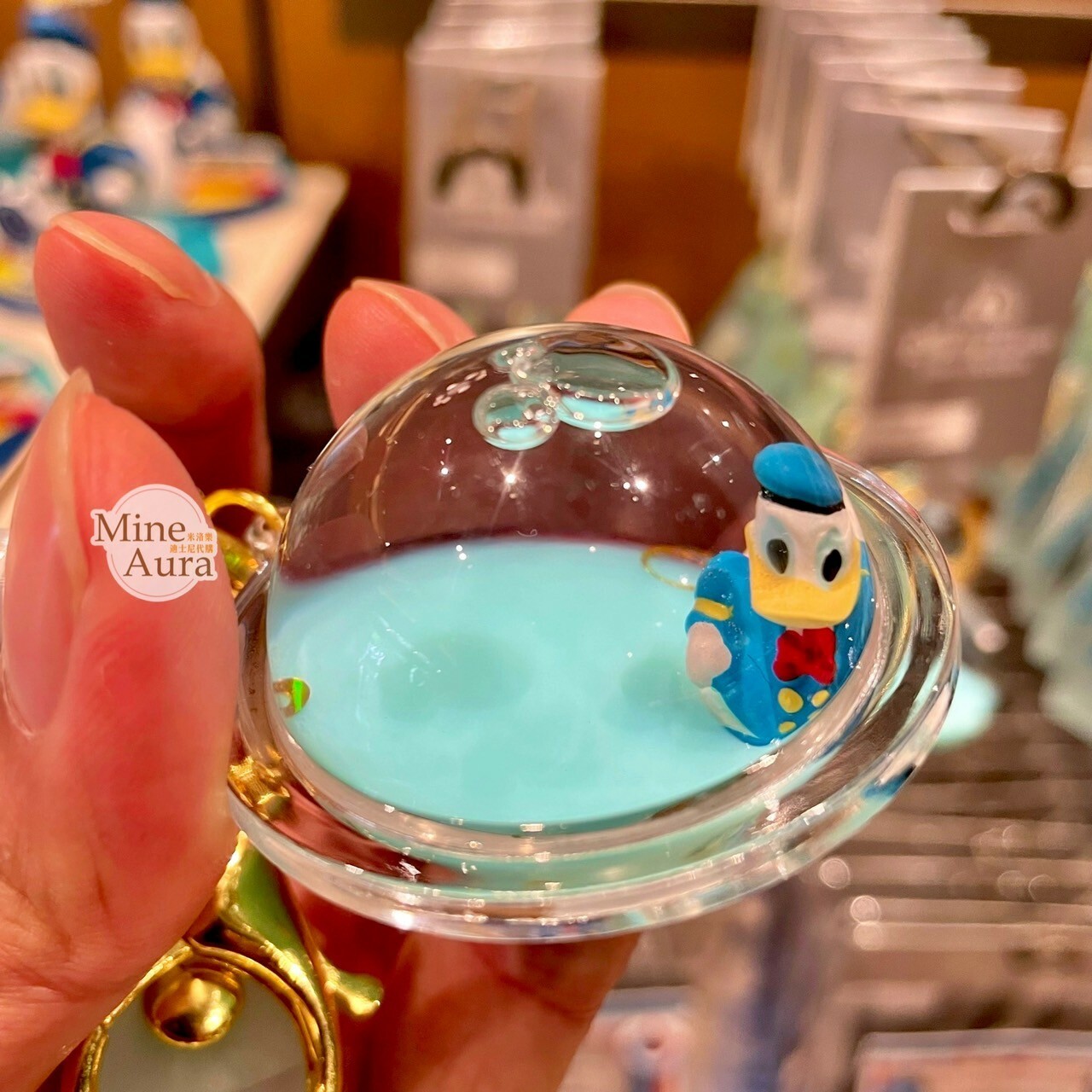 漂浮 唐老鴨 Donald 水球 造型 流沙設計 鑰匙圈 吊飾 -上海迪士尼樂園