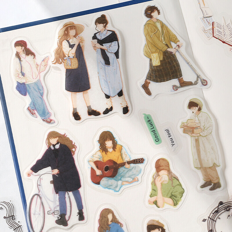 文藝 女子圖鑑 45枚 和紙＋PET混合貼紙包｜日本 BGM