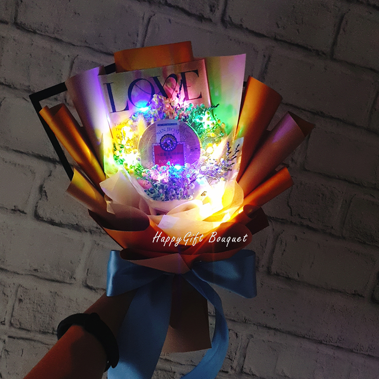 綠色京都念慈菴喉糖乾燥花花束,教師節花束,送老師的花束,NIN JIOM Herbal Candy bouquet