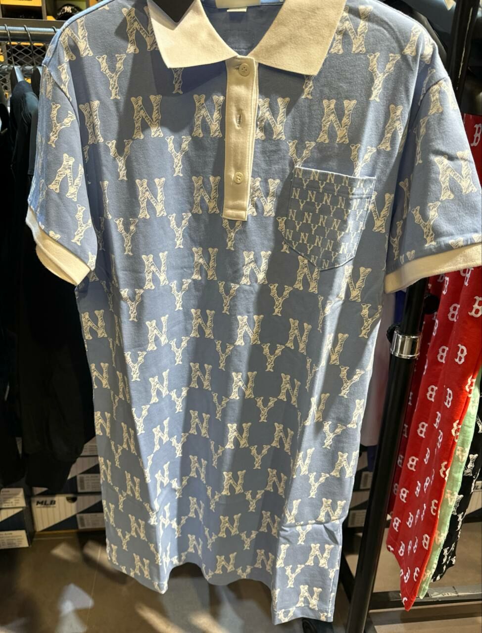 [S] MLB ALLOVER NY PRINT POLO SHIRT,BLUE, 310P17131-50S (SMLB352)