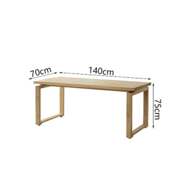 Hot selling Nordic solid wood furniture, dining table, conference table, computer table, workbench (raw wood color, surface thickness 4.5-5cm) 140x70cm