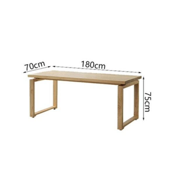 Hot selling Nordic solid wood furniture, dining table, conference table, computer table, workbench (raw wood color, surface thickness 4.5-5cm) 180x70cm