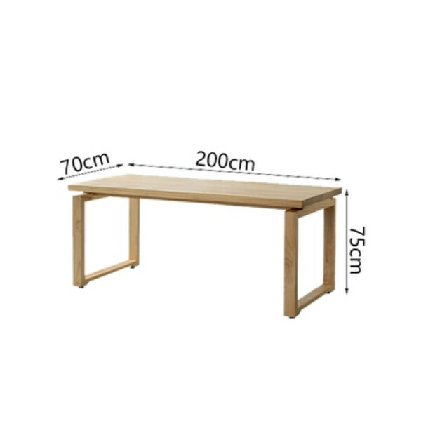 Hot selling Nordic solid wood furniture, dining table, conference table, computer table, workbench (raw wood color, surface thickness 4.5-5cm) 200x70cm