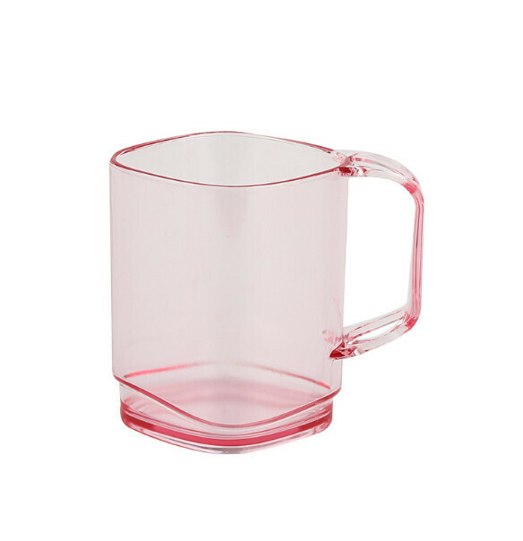 熱賣方形透明漱口刷牙杯（粉色）