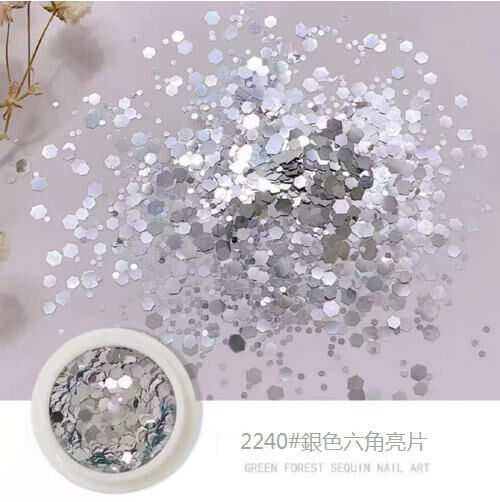 Hexagonal early spring nail sequins (2240# silver hexagonal sequins)