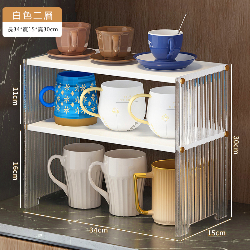 爆款楠竹實木家具 厨櫃架 杯碗櫃 化裝櫃【30x15x34cm】白色2層