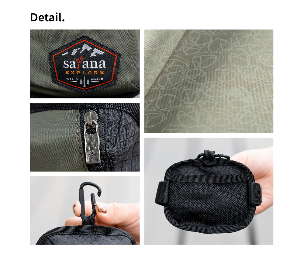 satana EXPLORE 探索卡片零錢包-軍綠色拼接 SOSE0070-326 細節特寫照