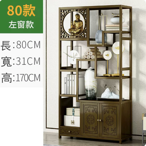 爆款楠竹實木家具 書櫃 茶具架 古董櫃 展示架【雞翅木色】左門款80x31x170cm