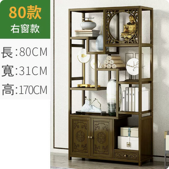爆款楠竹實木家具 書櫃 茶具架 古董櫃 展示架【雞翅木色】右門款80x31x170cm