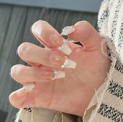 新款手工穿戴美甲貼片【BY65#珠圓潤滑 膠水款】