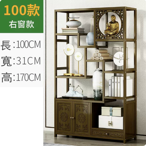 爆款楠竹實木家具 書櫃 茶具架 古董櫃 展示架【雞翅木色】右門款100x31x170cm
