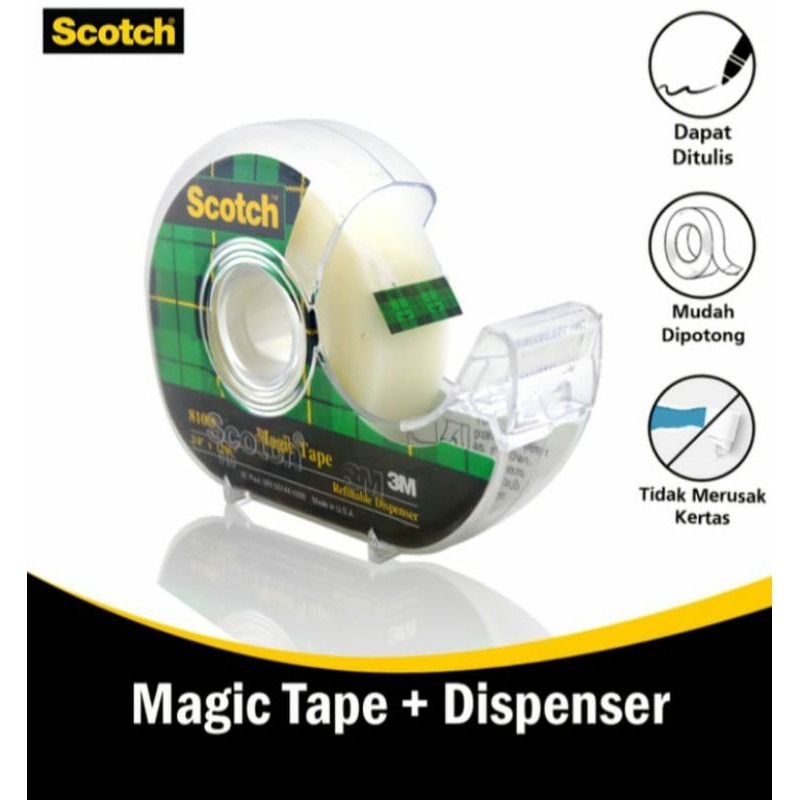 【美國製造】3M 3/4" 隱形膠紙連膠紙座 #810D