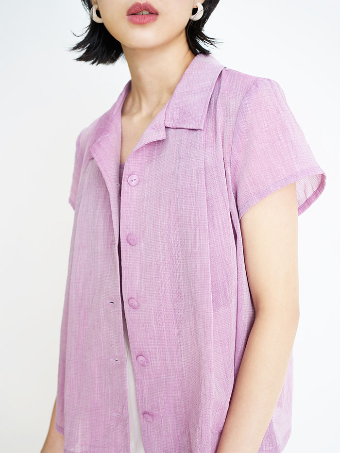 微風絲涼開襟襯衫-桂花