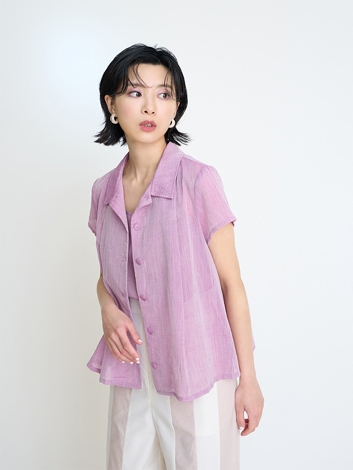 微風絲涼開襟襯衫-桂花