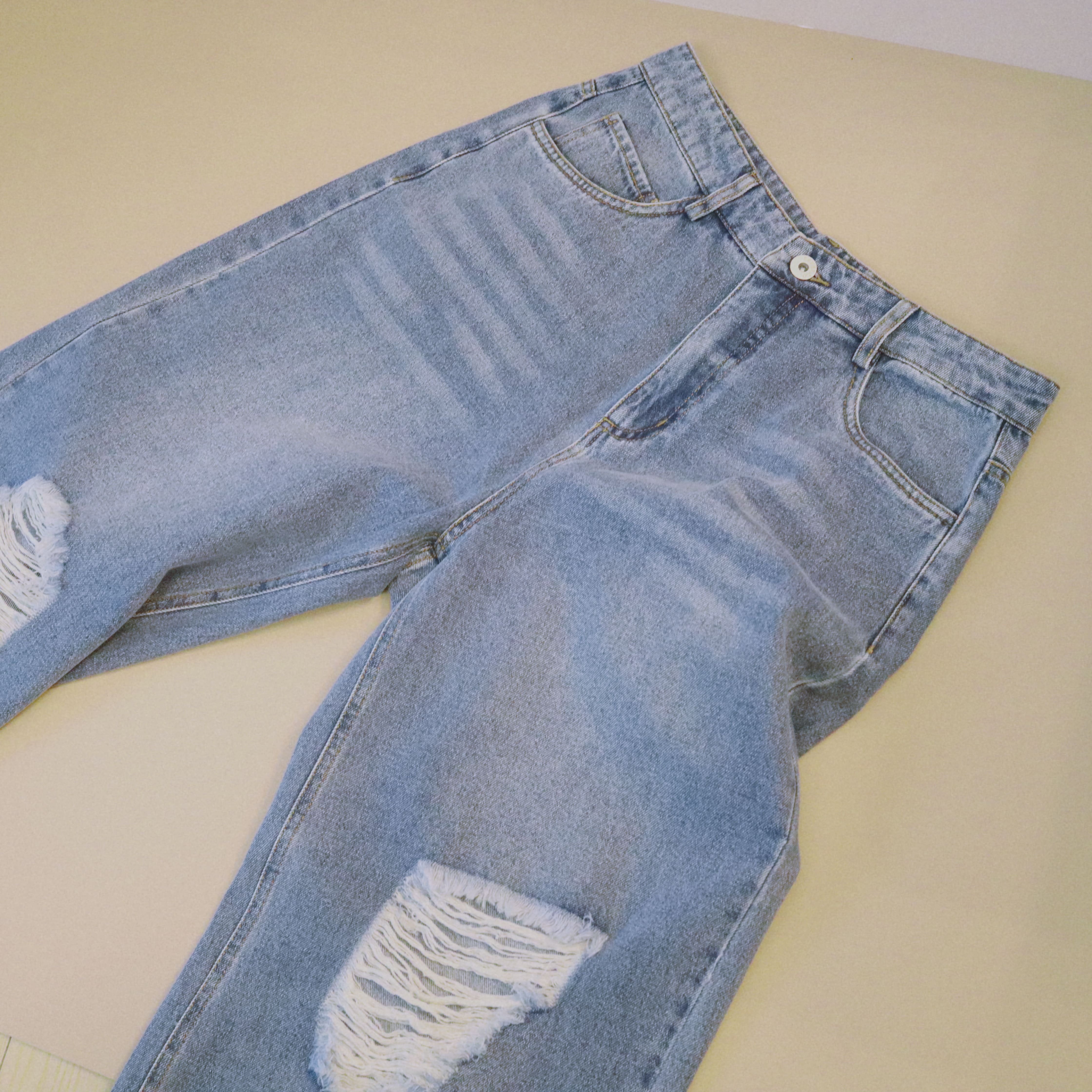 現貨 7215 破洞闊腳牛仔褲 [常規/加長]