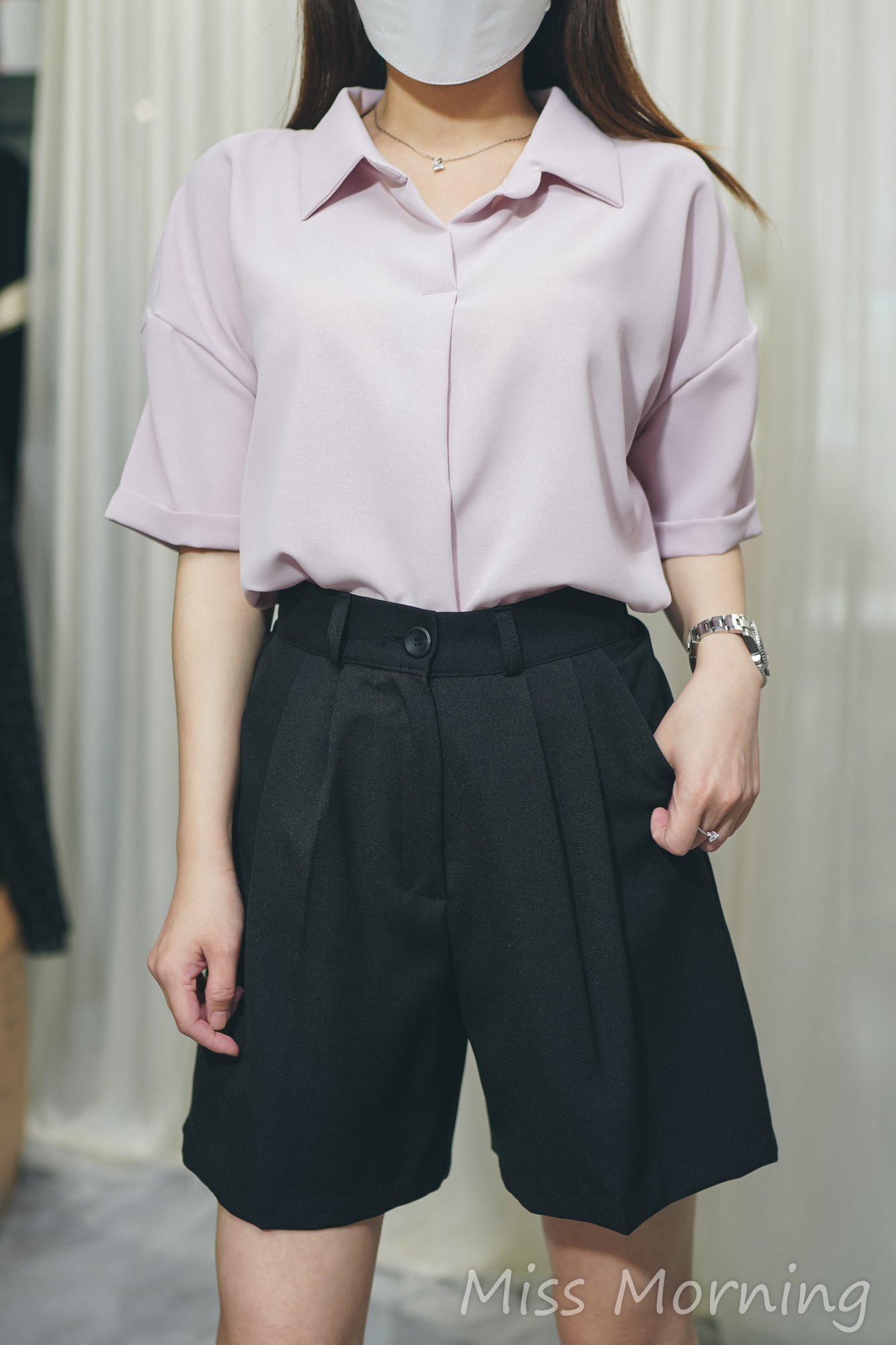 反領款雪紡上衣(13965)