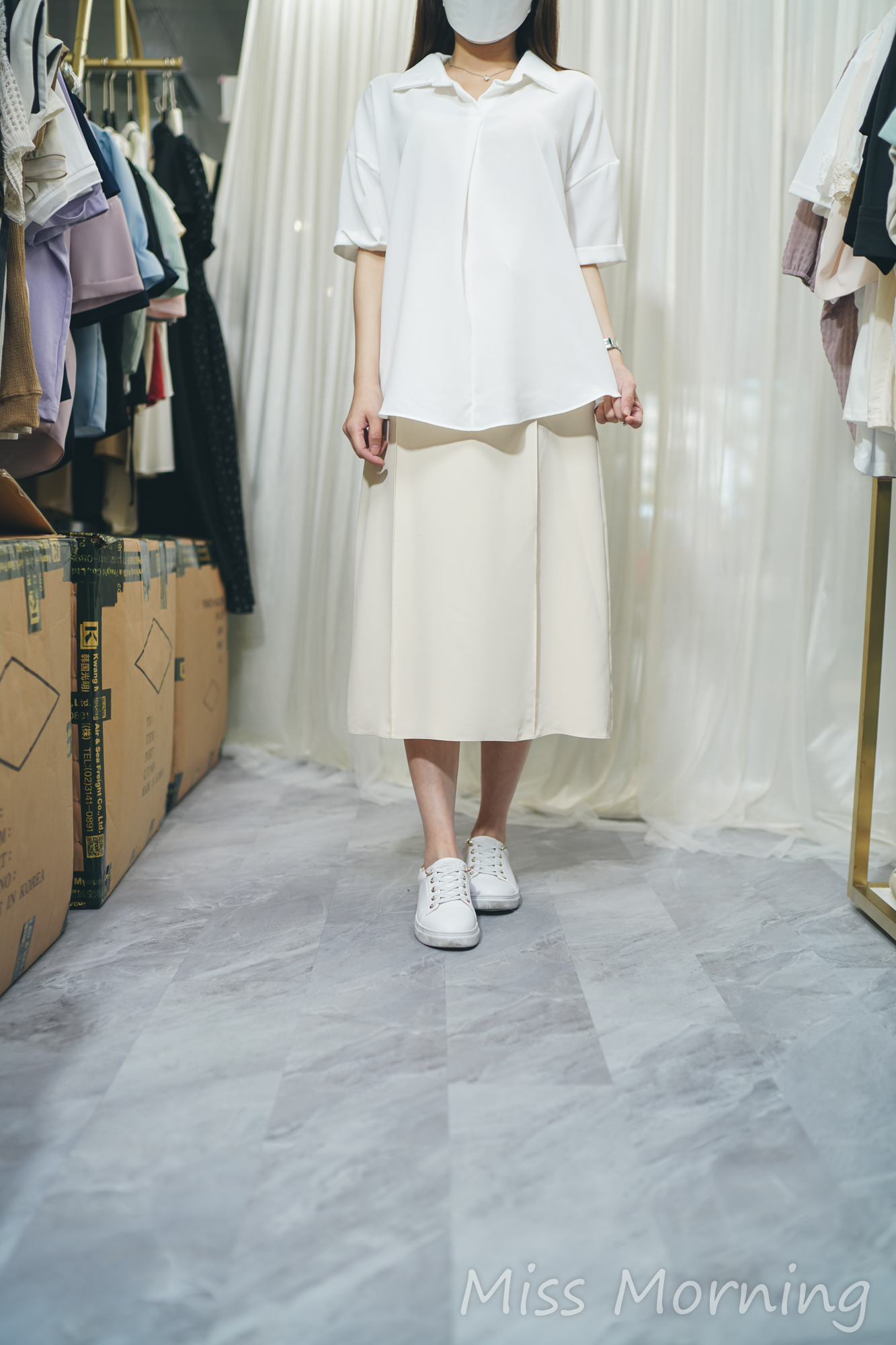 反領款雪紡上衣(13965)