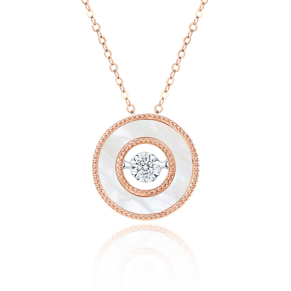 18K玫瑰金白母貝靈動項鍊