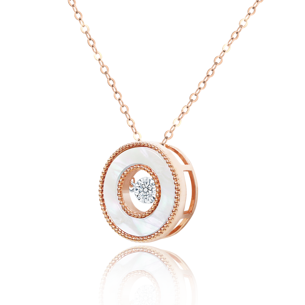 18K玫瑰金白母貝靈動項鍊