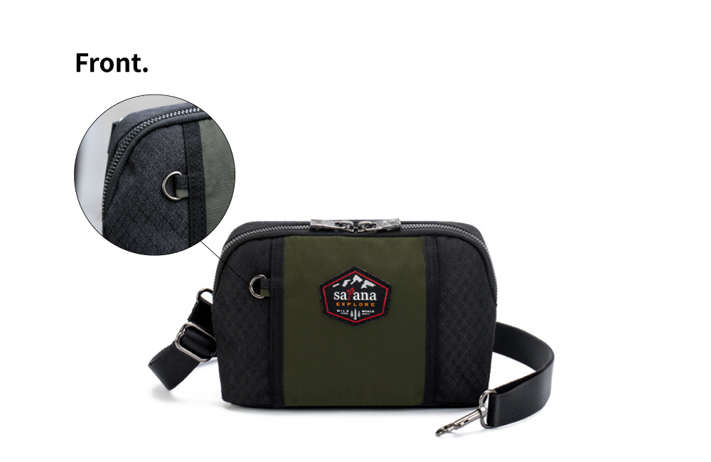 satana EXPLORE 探索貼身斜背包-軍綠色拼接 SOSE0090-326 正面照