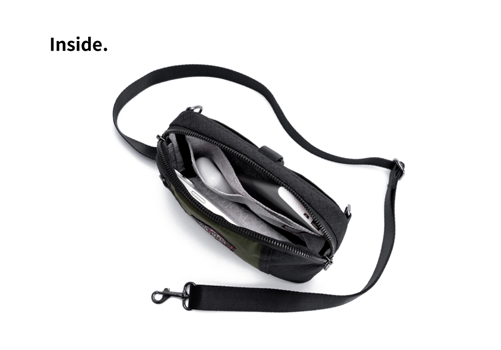 satana EXPLORE 探索貼身斜背包-軍綠色拼接 SOSE0090-326 內部隔層照