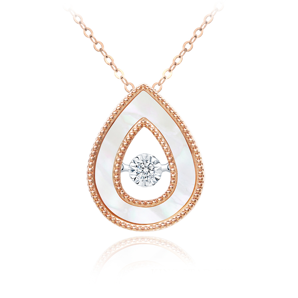 18K玫瑰金水滴白母貝靈動項鍊