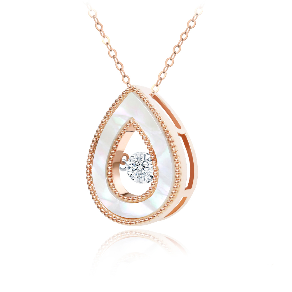 18K玫瑰金水滴白母貝靈動項鍊