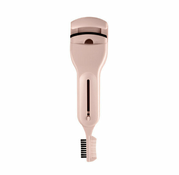 Curled double-ended eyelash curler with brow comb
