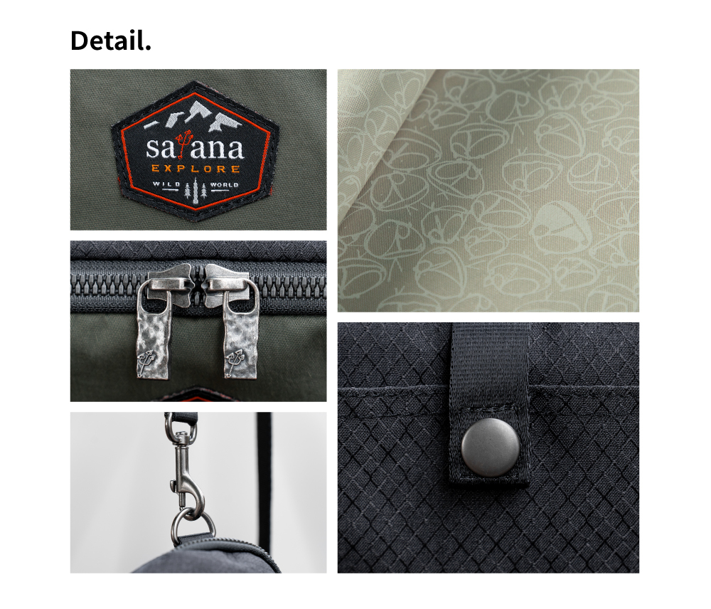 satana EXPLORE 探索貼身斜背包-軍綠色拼接 SOSE0090-326 細節特寫照