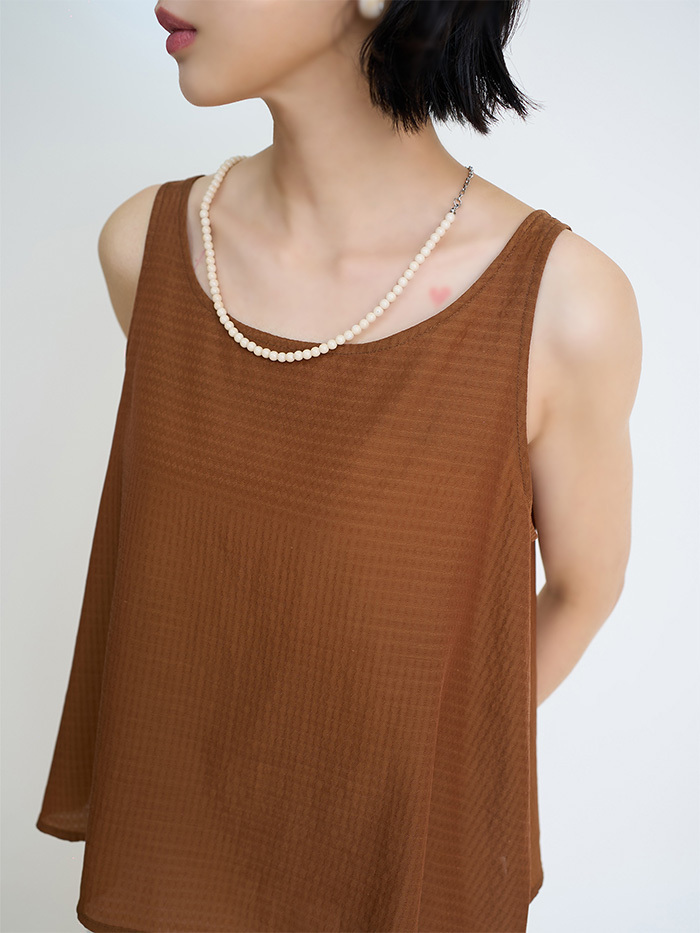 冰糖蜂蜜綁帶無袖上衣-仙草凍