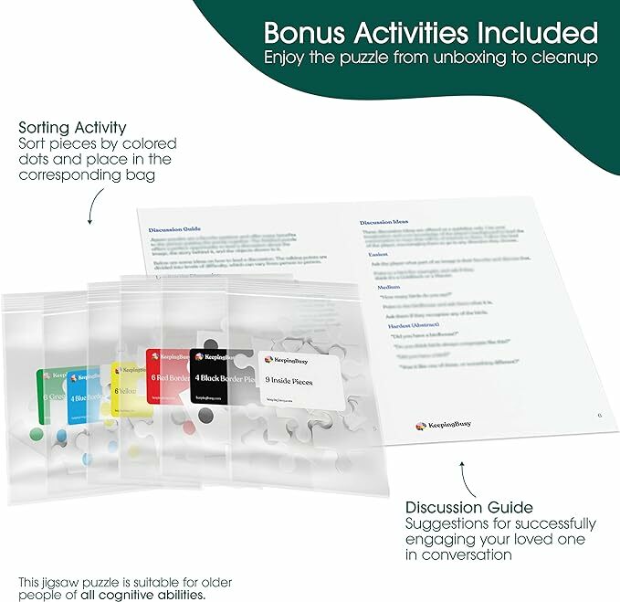 美國【Keeping Busy】35片簡易拼圖 - 雀鳥與花朵