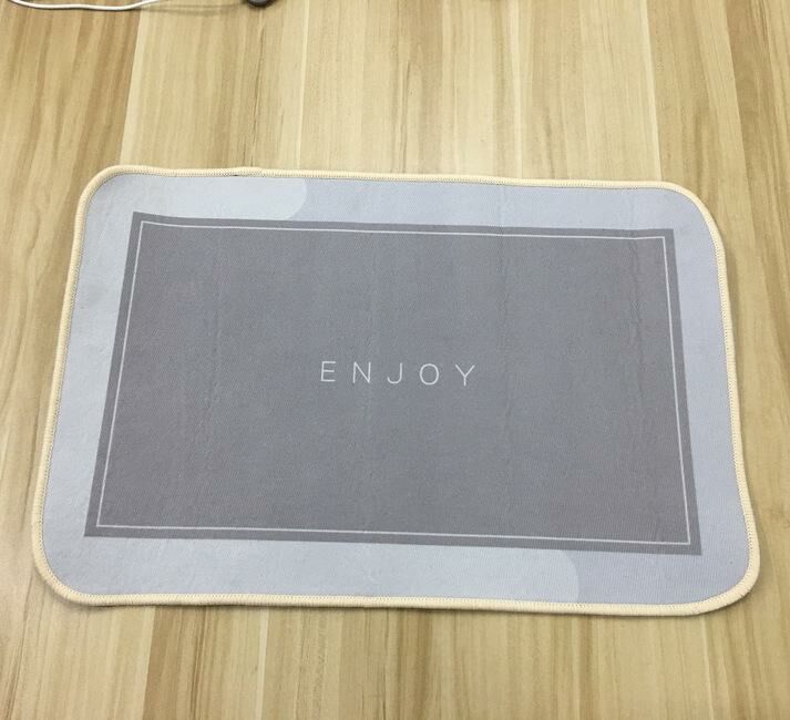 (40*60CM) absorbent crystal velvet floor mat doormat machine washable foot mat anti-slip wear-resistant carpet (light gray square)