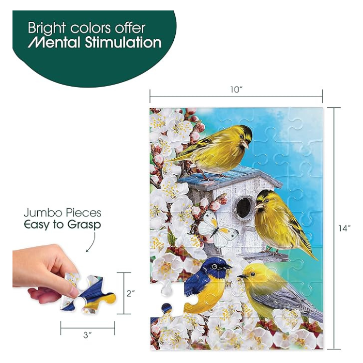 美國【Keeping Busy】35片簡易拼圖 - 雀鳥與花朵