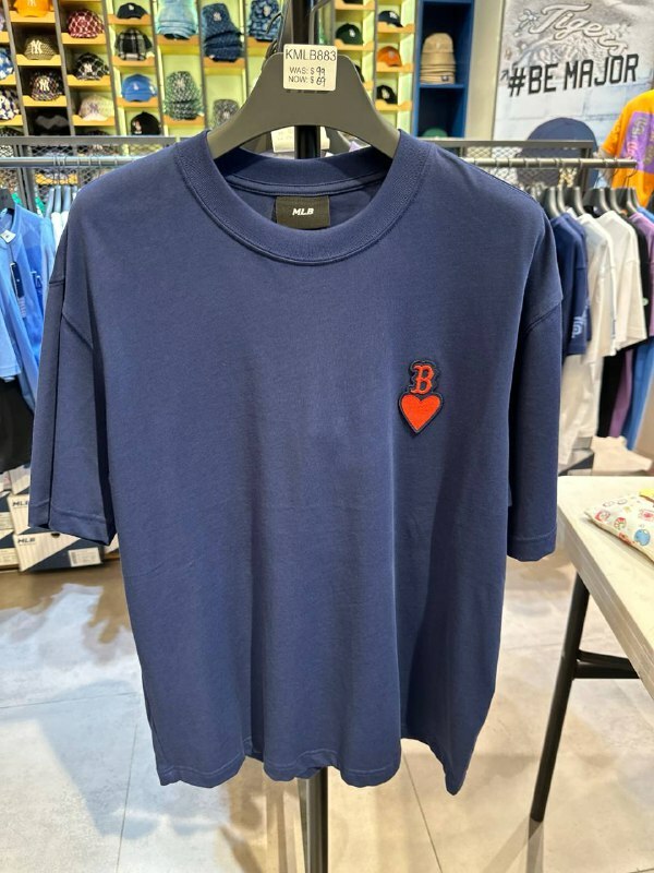 [S] MLB HEART SMALL LOGO OVERFIT BOSTON T-SHIRT,NAVY, 3ATSH0133GP001-43NYS (SMLB359)