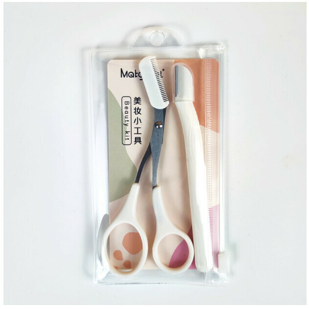 Eyebrow scissors with comb (set: white eyebrow scissors + 45# white eyebrow scissors)