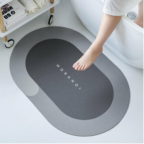 [Oval / Premium Gray] Soft mat / soft diatomaceous earth / Absorbent non-slip mat 