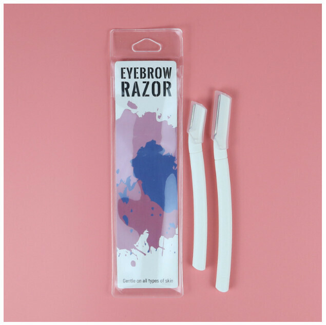 (2pcs) Eyebrow Trimming Knife Set [Macro Milky White (1 Long + 1 Short)]