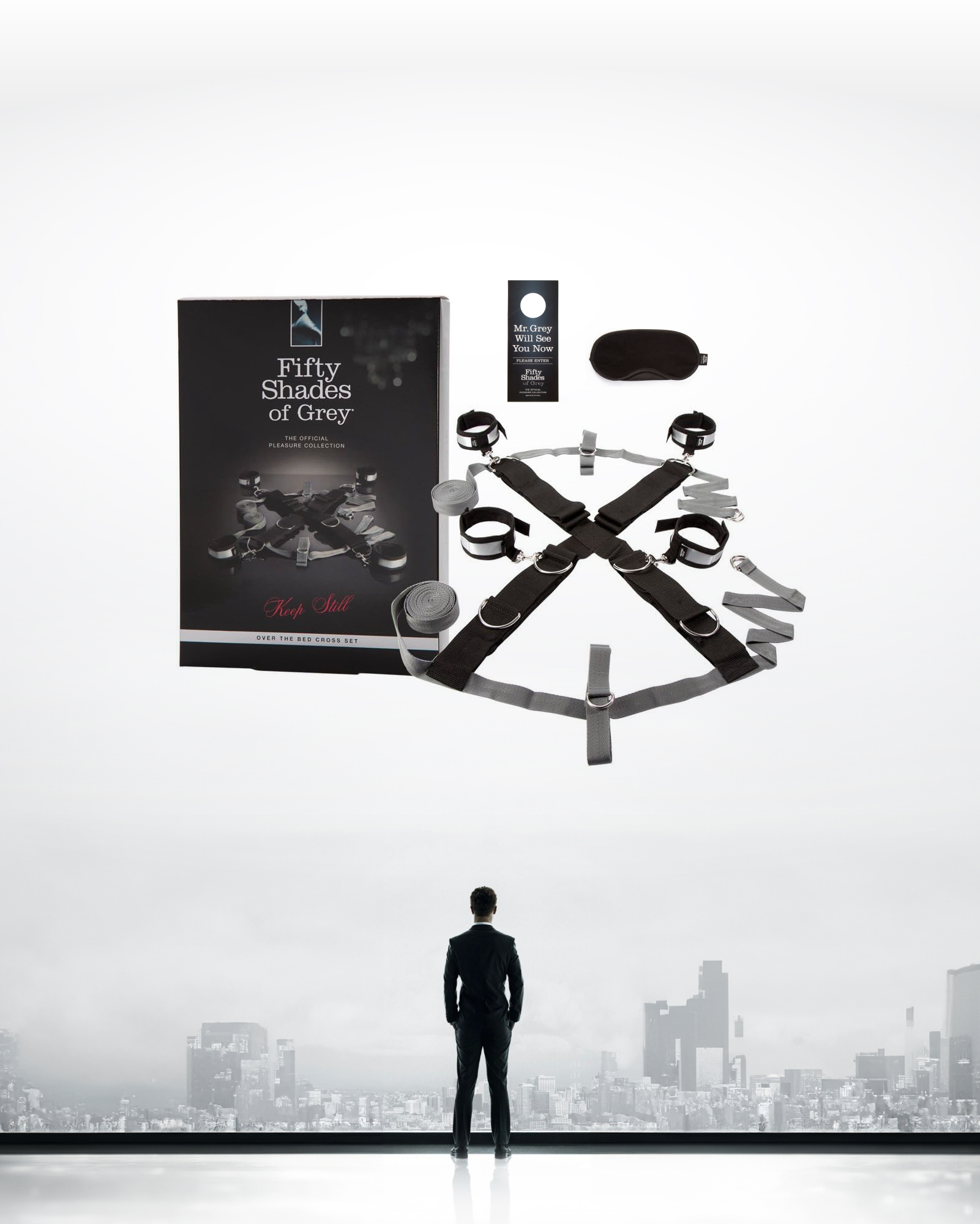格雷的五十道陰影,Fifty Shades of Grey,Keep Still 黑銀床上束縛豪華套組,調教時尚,調教,調教扮演,BDSM,SM,親密關係,格雷,角色扮演,捆綁,禮物,繩縛,束縛,綁帶,口球,手拍,頸圈,項圈,牽引鏈,手銬,腳銬